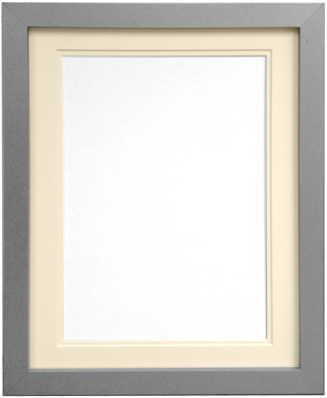 FRAMES BY POST H7 Silver Picture Photo Frame With Ivory Double Mount 30"x20" for Pic Size A2 (Plastic Glass)