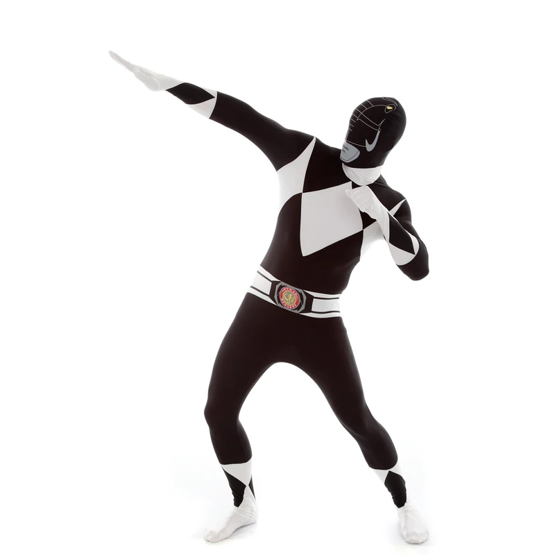 Official Black Power Ranger Morphsuit Fancy Dress Costume - size Xlarge - 5”10-6”1 (176cm-185cm)