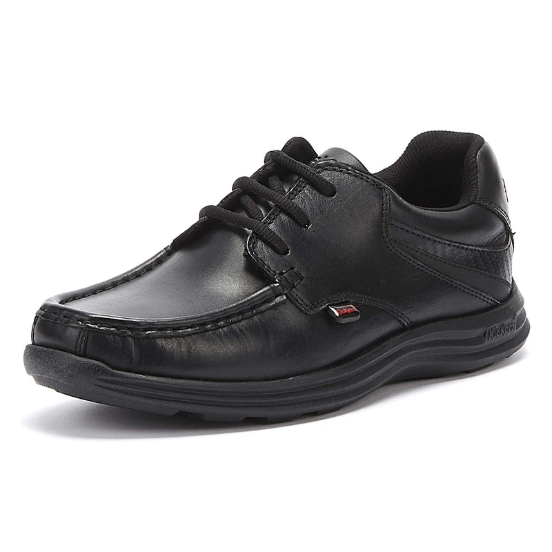 Kickers Boy's Reasan Lace Up Leather School Shoes | Sporty Comfort | Durable & Flexible | Premium Quality, Black, 4 UK Child