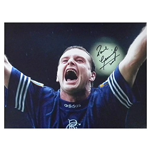 MemorabiliaOutlet Signed Gazza Paul Gascoigne Glasgow Rangers Football Large Photo Print - COA - Image 1