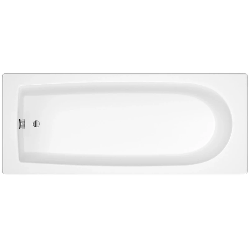 Hudson Reed BMON014 Classic ǀ Modern Bathroom Round Square Single Ended Shower Bath, 1700mm x 750mm x 400mm, White