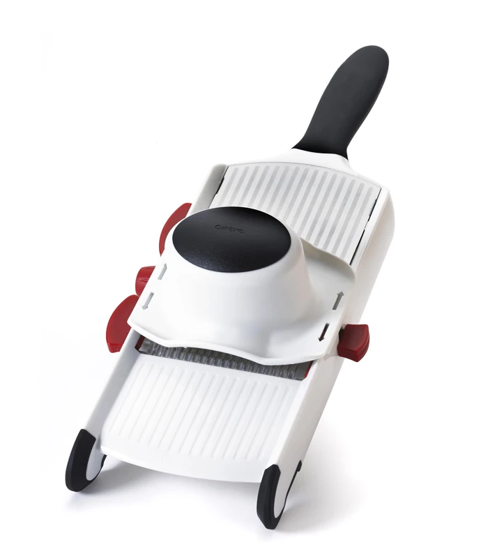 Cuisipro Handheld Mandoline with 3 Blades, 2 Thickness, Stainless Steel, Hand Guard Included, Dishwasher Safe