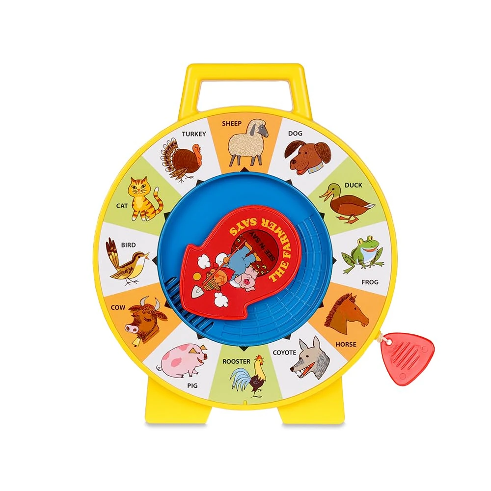 Basic Fun! Fisher Price Classics See 'n Say Farmer Says Toy | Educational Talking Animal Wheel with Sounds | Retro Preschool Toy for Toddlers 18 months +