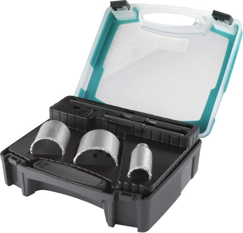 wolfcraft Annular Bit Insert Set, Tungsten Carbide Coated, Ø 33–68 mm, 5 Pcs. I 1003000 I for Brick Walls and Stone, Ø 33, 53 and 68 mm, Cutting Depth 55 mm