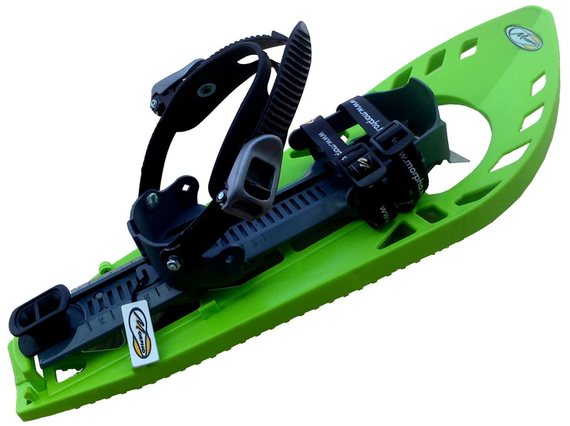 Morpho Supertrimmy 13MHRAQYDLCECOGB Adult Snowshoes Light Pair with Double Buckle, Snowboard Type with Ankle Strap and No Pad, Green/Grey, Small