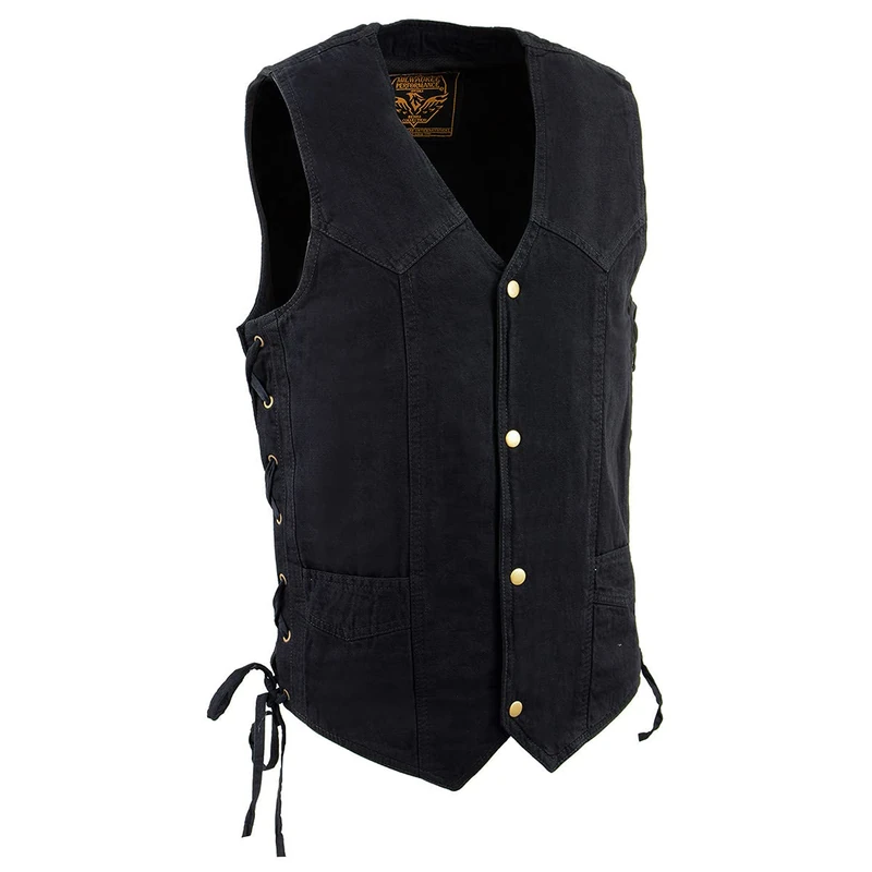 Milwaukee Leather Men's Dm1315-4x-black Dm1315 Black Denim Vest, 4XL - Image 1