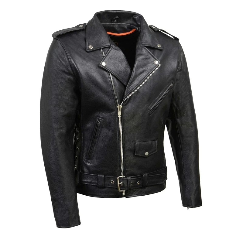 Milwaukee Leather Men's Classic Side Lace Police Style Motorcycle Jacket (Black, 4X-Large)