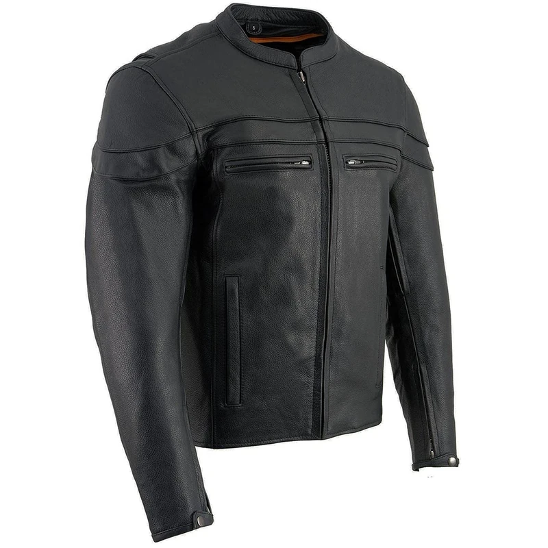 Milwaukee Leather Men's Sporty Scooter Crossover Leather Jacket (Black, 4X-Large)