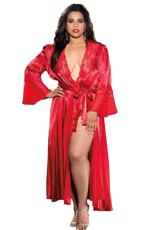 Shirley of Hollywood Number X20559 Size 3X/4X Red Long Robe - Image 1