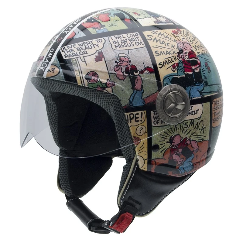 NZI 490022G561 Vintage II Smack Open Face Motorcycle Helmet, Popeye Illustration, XS
