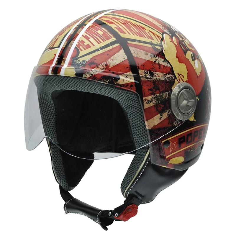 NZI 490022G618 Vintage II Strong to Finish Open Face Motorcycle Helmet, Popeye Illustration, S