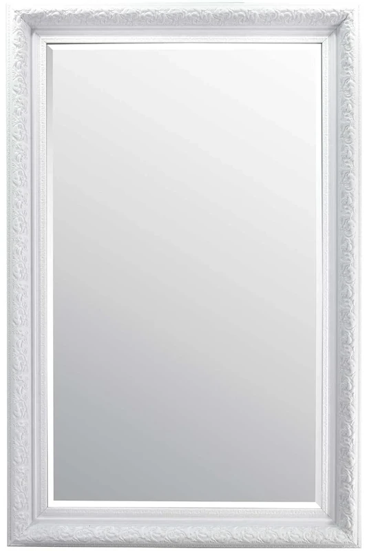 Bevelled Elegant Hand Made Large White Ornate Mirror 5ft10X3ft10 (177cmX116cm)