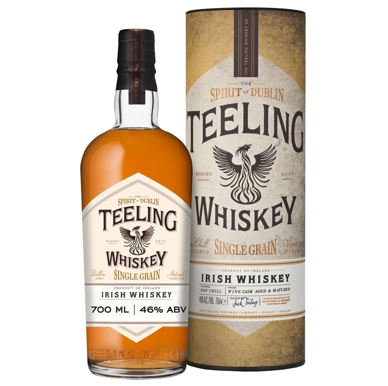 Teeling Single Grain Irish Whiskey with Gift Box, 46% ABV, 70cl / 700ml, Matured in Ex-Cabernet Sauvignon Wine Barrels