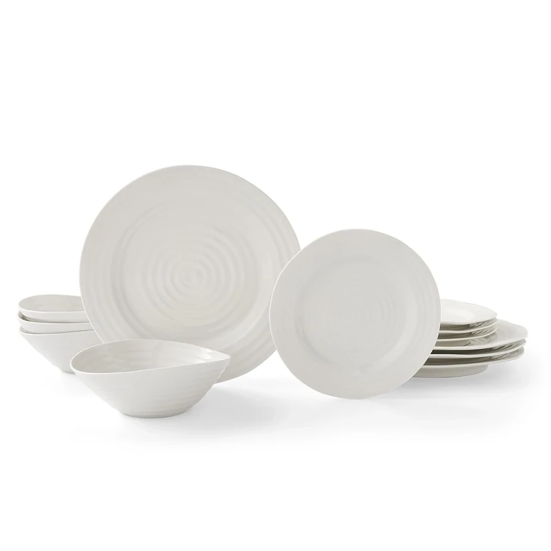 Portmeirion Home & Gifts CPW80002-X Dinner Set, Porcelain, White, 27.9 x 27.9 x 2.5 cm