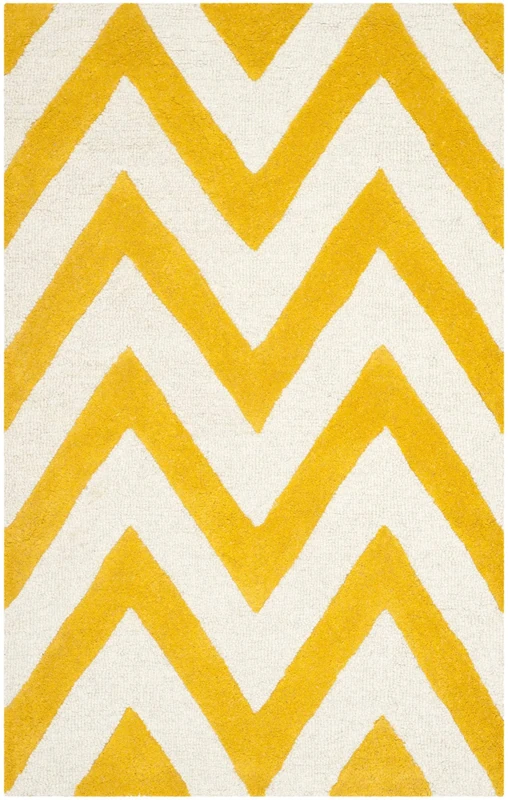 Safavieh Modern Indoor Hand Tufted Runner Area Rug, Cambridge Collection, CAM139, in Gold / Ivory, 76 X 244 cm for Living Room, Bedroom or Any Indoor Space