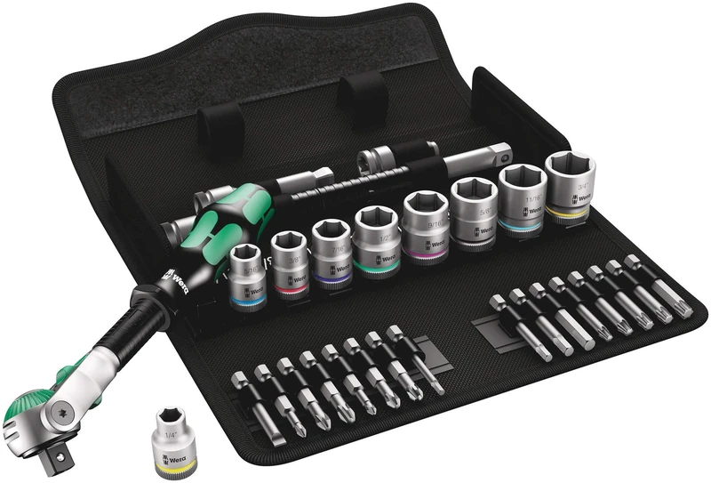 Wera 8100 SB 9 Zyklop Speed Multi-function Ratchet, Socket & Bit Set, 3/8" Drive, Imperial, 29pc, 05004049001