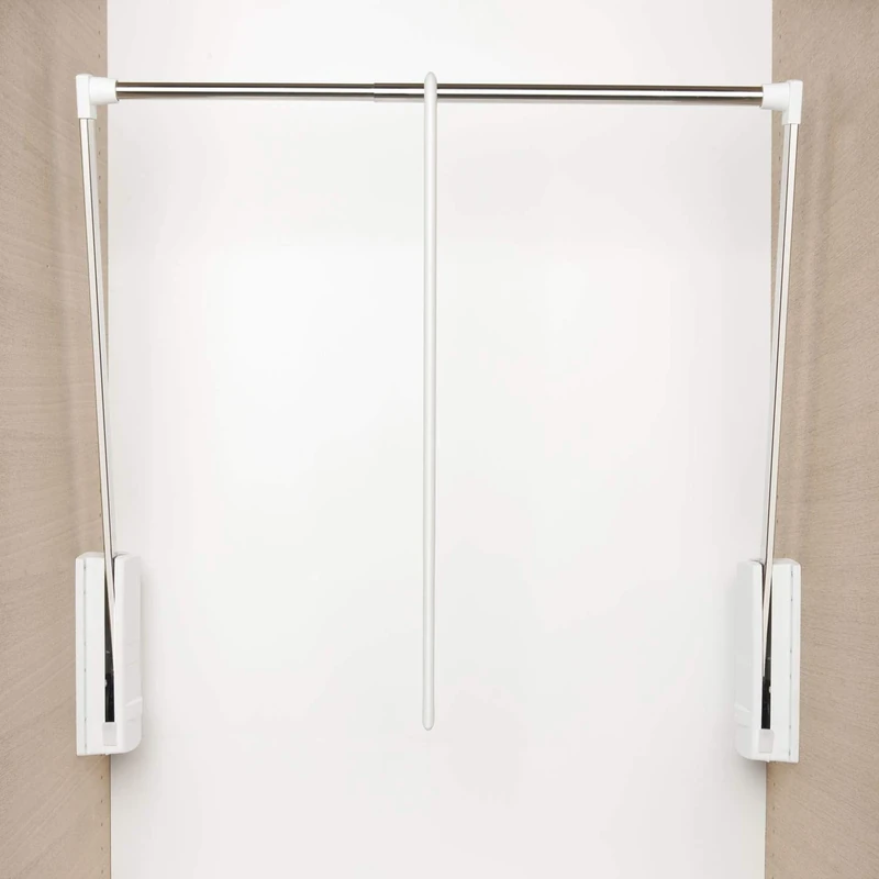Servetto SE08LA400 Junior Clothes Lift H 850,KB 770-1200 mm, Support Bracket 10 kg, KS White/FE Nickel-Plated, Boit. Blanc - Tube.Nickel