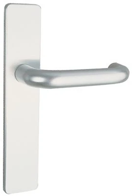 Vachette BERCY Door Handle Set on Plate – Key Version I for Landing Doors, Hole Spacing 195 mm – Right Hand Installation – Easy Installation – Anodised Aluminium – Silver Finish