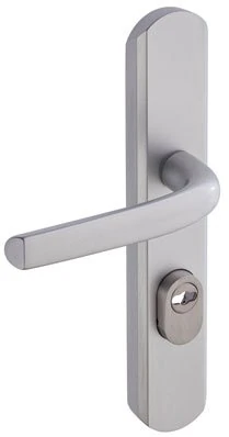 Vachette Sécumax Door Handle Set on Plate – Key Version I, Hole Spacing 195 mm – Easy Installation – Aluminium – Adjustable Stainless Steel Cylinder Protector 5 mm – Silver Anodised