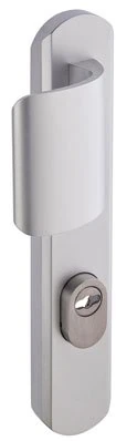 VACHETTE Secumax One Armoured Door Handle on Plate Hole Spacing 195 mm Aluminium Adjustable Stainless Steel Cylinder Protector 5 mm Silver