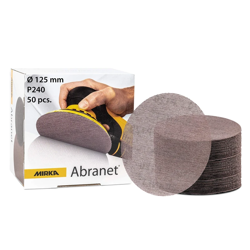 Mirka Abranet net sanding disc Ø 125mm Hook & loop/Grit P240 / 50 pcs/for sanding wood, walls, metal, aluminium, stainless steel, copper, filler, varnish, plastic / 5423205025