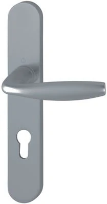 Hoppe Set of 2 New York Door Handles on Large Stainless Steel Plate - Lock Function