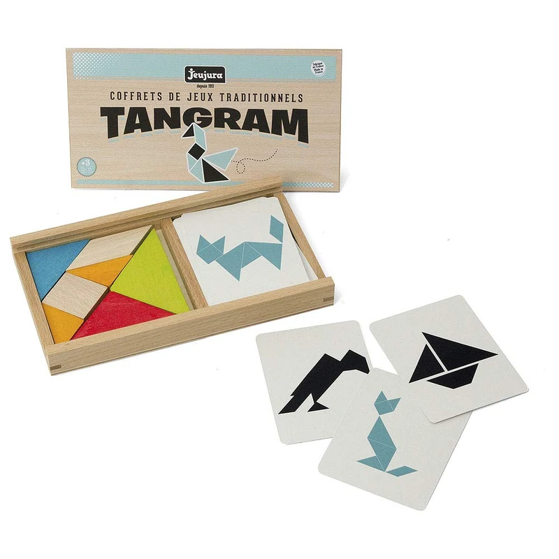 Jeujura JeujuraJ8144 Tangram Game In Wooden Box - Image 1