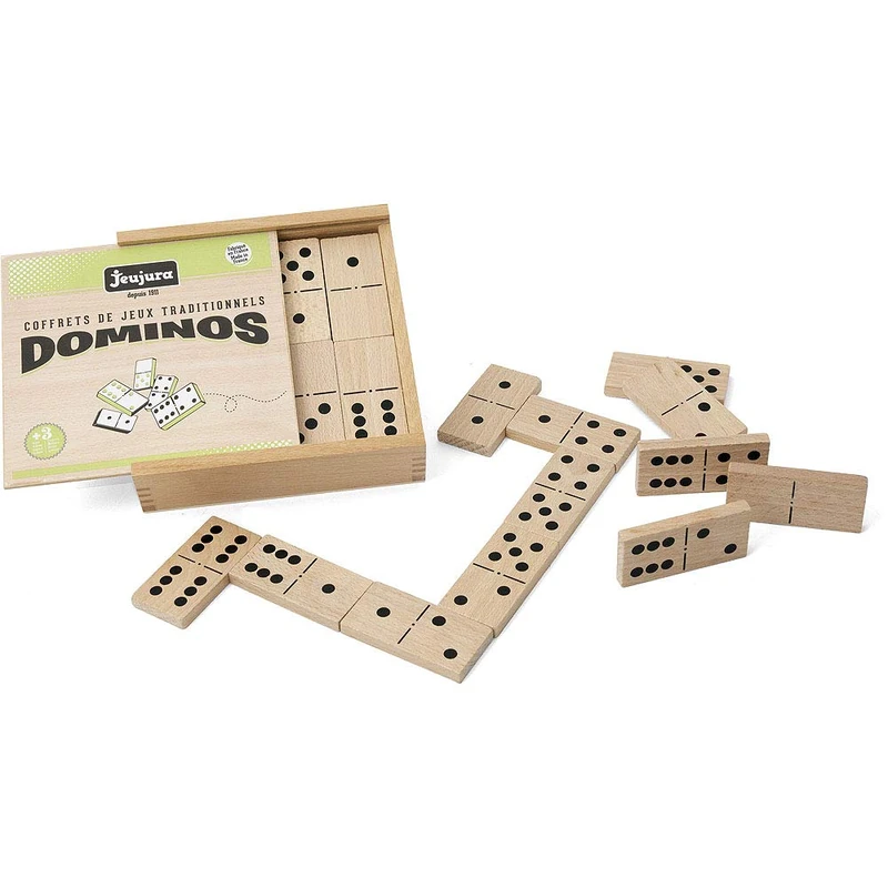 Jeujura J8141 Large Dominos Set In Wooden Box - Made in France