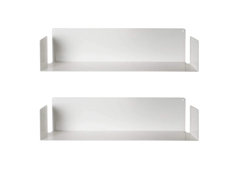 TEEbooks Floating Shelves - Set of 2 shelves - Steel - White - 60 x 15 x 15 cm - For Books, Cds, Dvds - Image 1