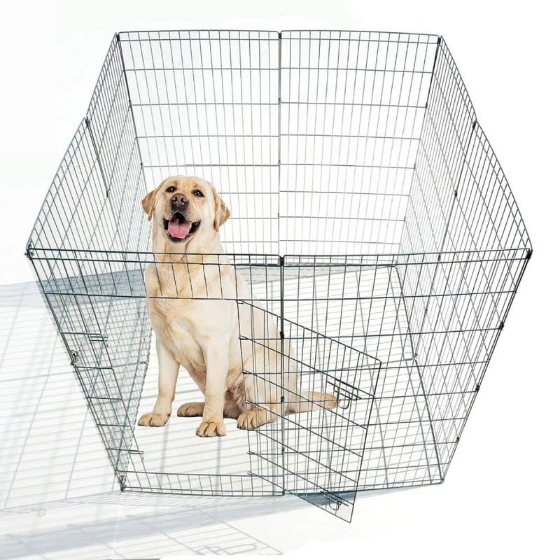 Ellie-Bo Easy-Up 8 Piece Foldable Portable Dog Puppy Play Pen with Door for Indoor/Outdoor Use 91cm High, Rabbit, Cat, Guinea Pigs