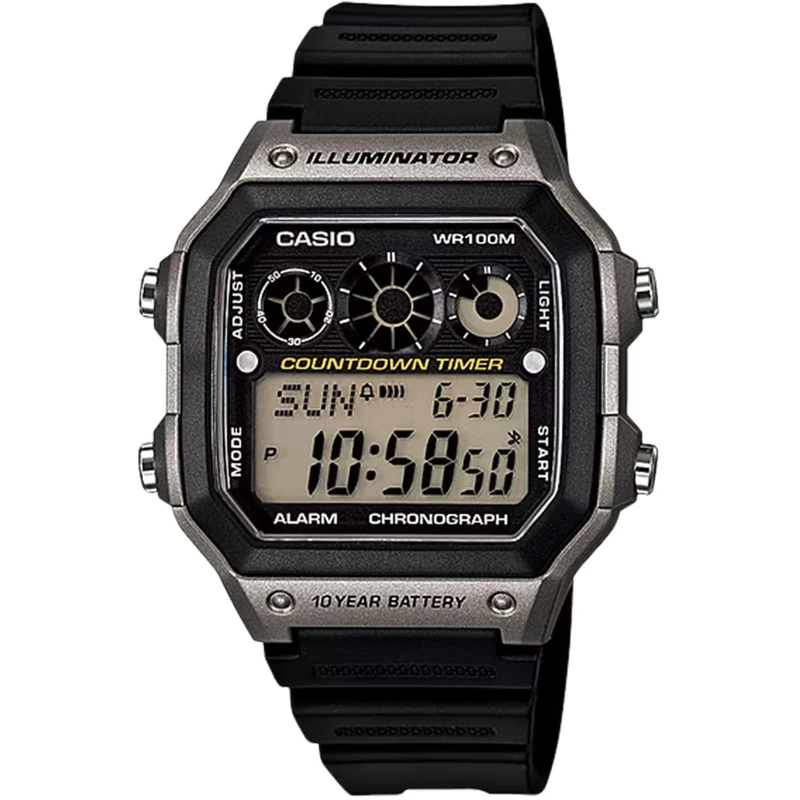 Casio Men's AE-1300WH-8AVCF Illuminator Digital Display Quartz Black Watch, Black, Digital,Quartz Movement