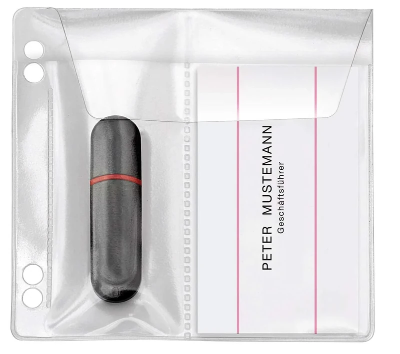 VELOFLEX 4377100 USB Memory Stick Sleeves for Filing/PVC Film 10 x 10 cm/Business Card Sleeves Transparent Pack of 100