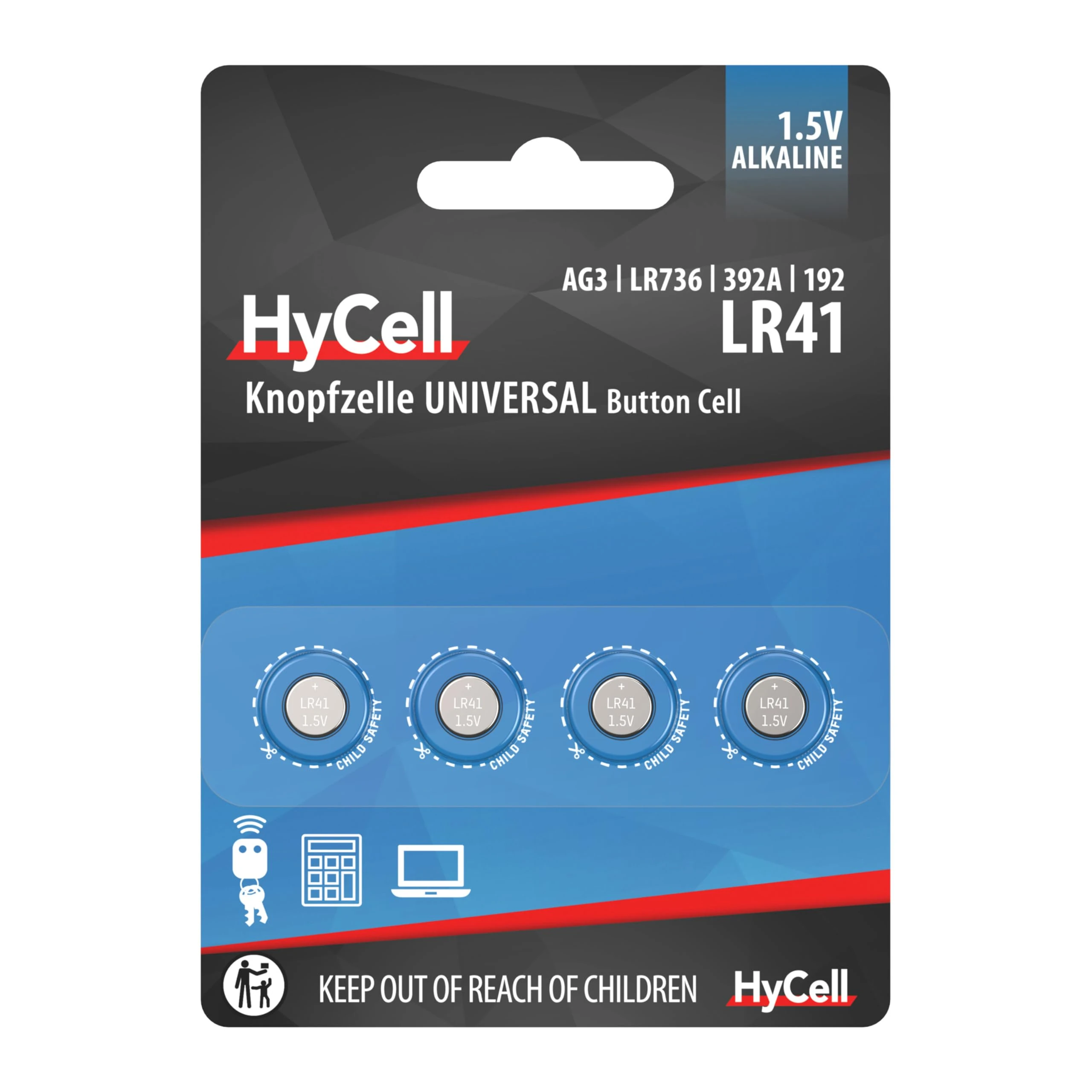 HYCELL LR41 1.5 V Alkaline Battery (Pack of 4)
