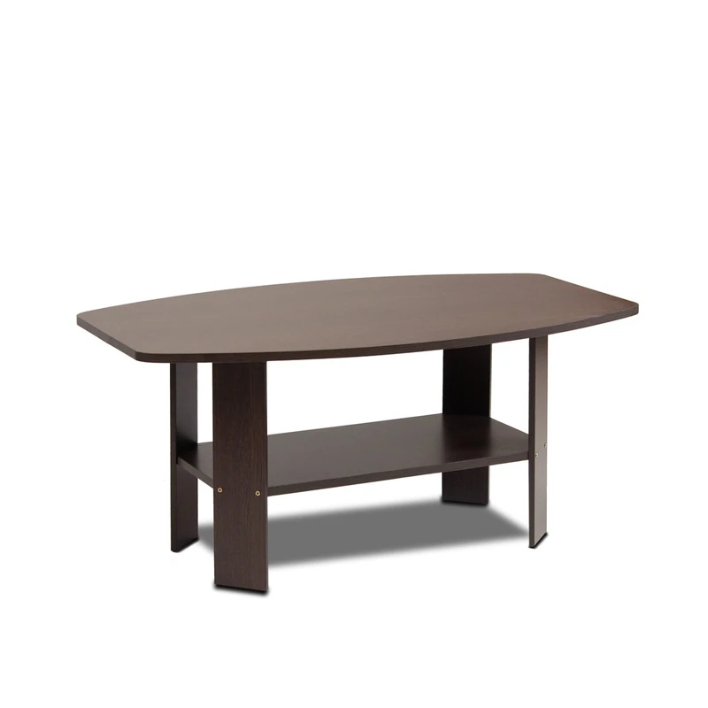 Furinno SIMPLE DESIGN Coffee Table, Small Coffee Table wih Open Shelf, Side Table, for Living Room, Home Office, Dark Brown