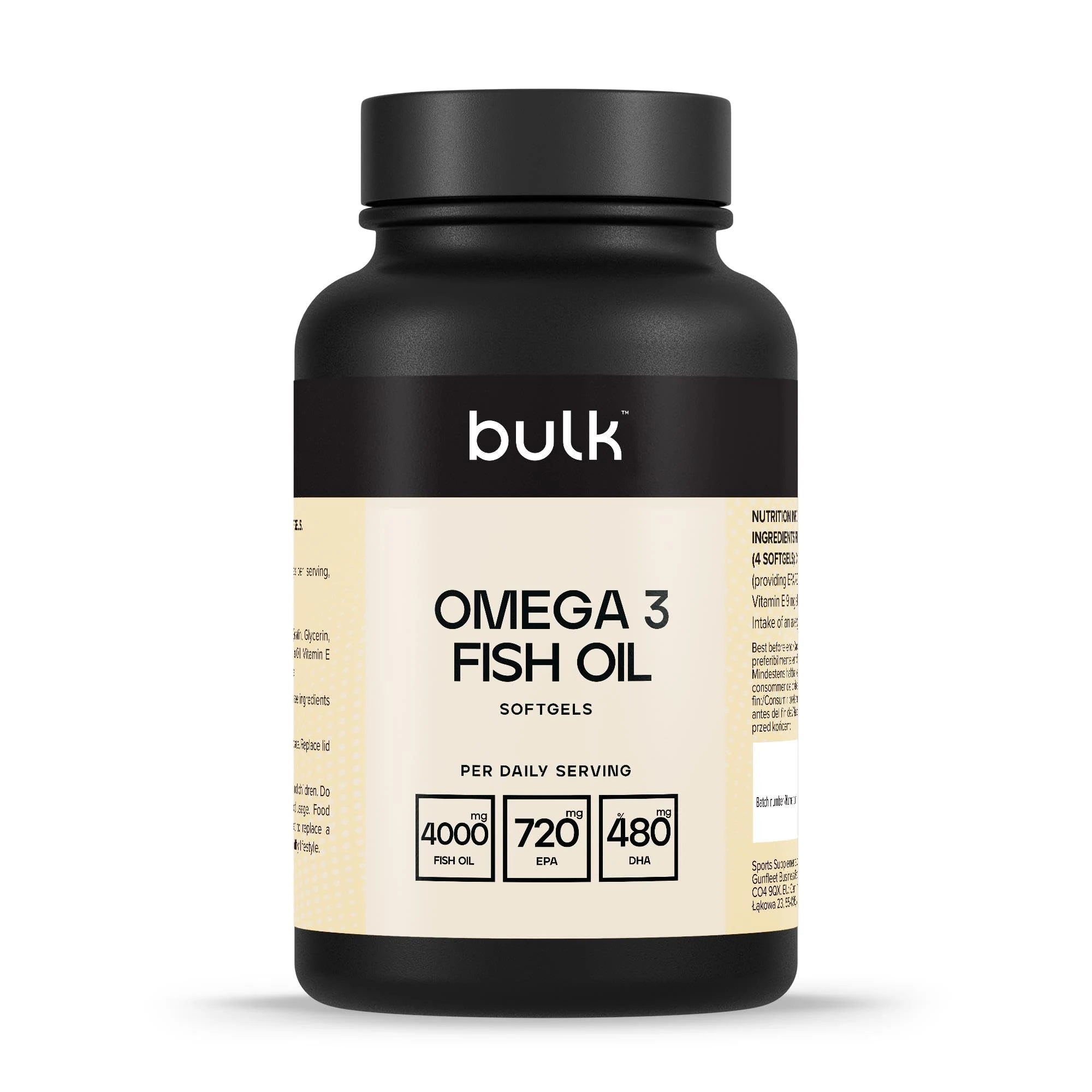Bulk Omega 3 Fish Oil Softgels, 1000 mg, Pack of 90