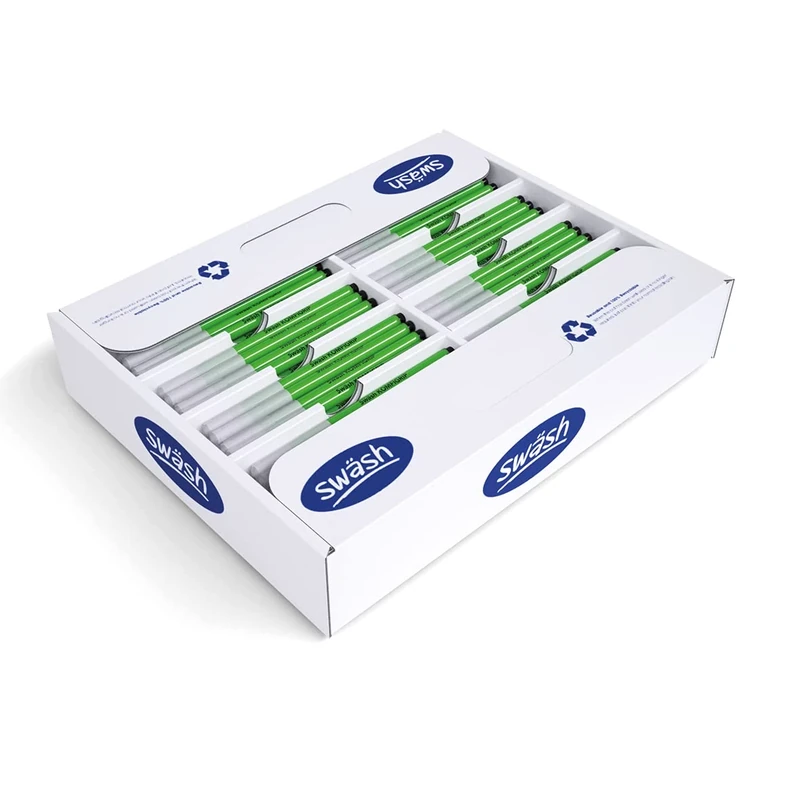 Swash - Komfigrip Handwriting Pens in Black | Sculpted Triangular Grip for Calligraphy, Writing & Journaling | 14-Day Cap-off Anti-Dry Protection | Washable, Quick-Dry Ink Limits Smudges, Pack of 300