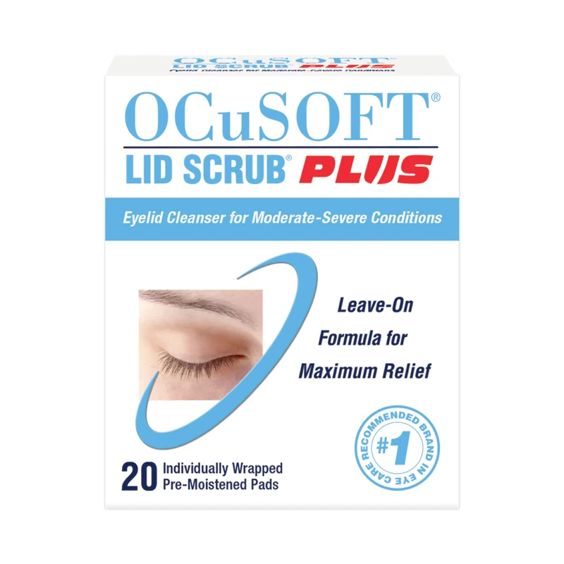 OCuSOFT Lid Scrub Plus 20 Wipes for Eyes, Cleansing, Moisturizing, Treating Dry Eye, Meibomian Gland Dysfunction, Blepharitis Including Demodex - Image 1