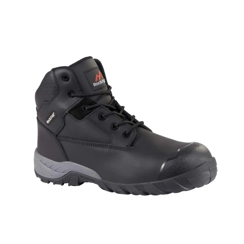 Rock Fall Unisex's Flint Black Safety Boot, Size 44