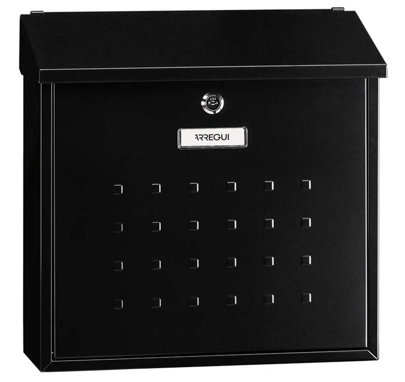 ARREGUI Premium Maxi E5614 Steel Exterior Mailbox, Size L (Magazines, C4 Envelopes), Large Capacity, Individual Mailbox, Large Wall Mailbox, Rainproof, Easy to Install, Black