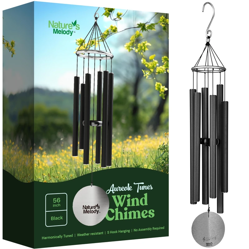 Nature's Melody AT56BK 56-inch Aureole Tunes Windchime - Black