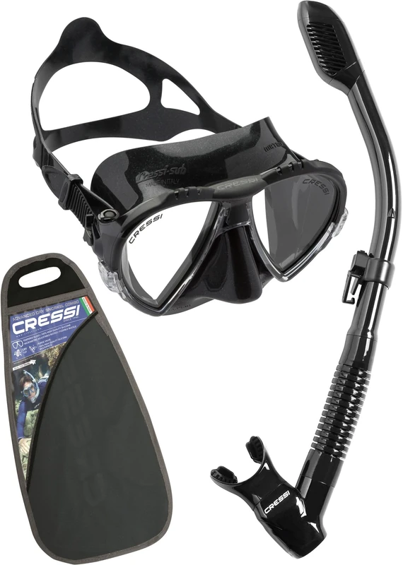CRESSI Matrix and Dry Snorkel Combo Set - Black