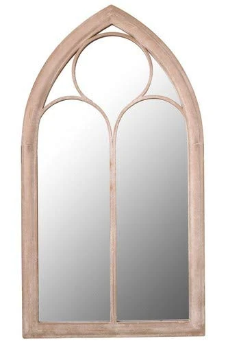 MirrorOutlet Somerley Chapel Arch Garden Wall Mirror 112 x 61 cm, Metal,Ivory,GMA006