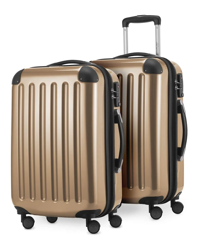 HAUPTSTADTKOFFER® · Two-Piece Hard-Side suitcases Set high Gloss · 2 x Cabin Luggage 45 Liter (55 x 35 x 20 cm) · TSA Combination Lock (Champagne)