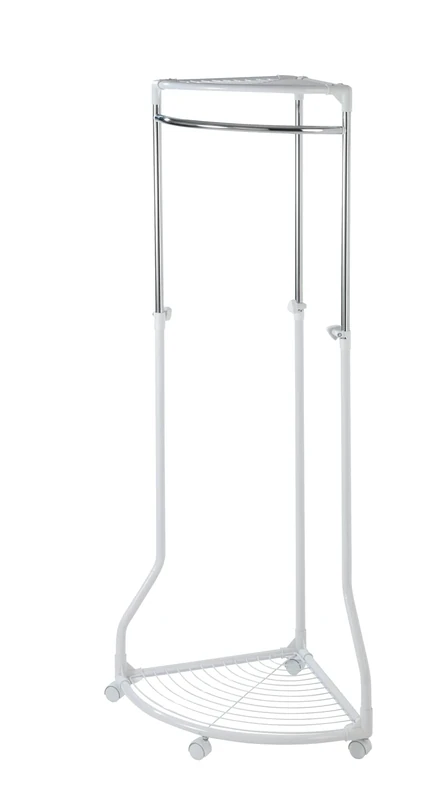 WENKO 4364700100 Clothes rack Pointy - for the corner, Chrome plated metal, 70 x 112-166 x 55 cm, Chrome