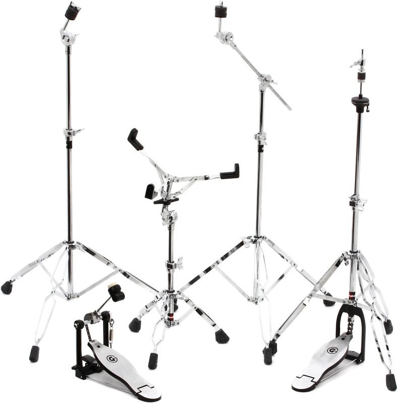 Gibraltar Hardware Pack 4700PK, consisting of: 4706 Snare Stand, 4707 Hi-Hat Stand, 4709 Cymbal boom stand, 4710 straight cymbal stand, 4711ST Single Pedal