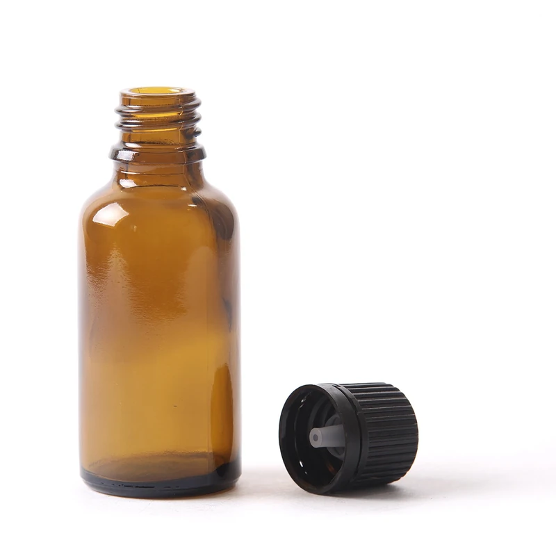 50ml Amber Glass Boston Round Bottle (with Black Tamper Evident Cap & Dropper) (144)