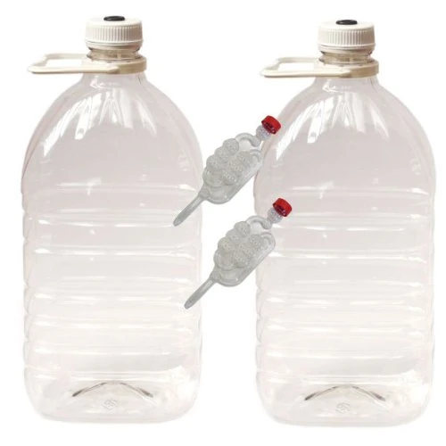 Bigger Jugs Pair of 5 Litre PET Demi-Johns with Caps, Grommets and Airlocks