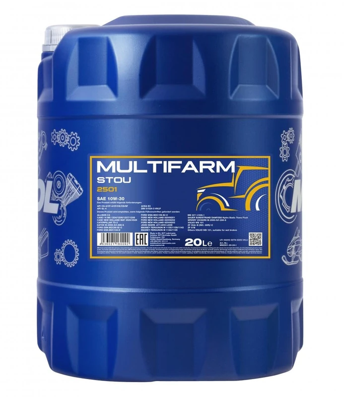 Mannol 20 Litre Multifarm STOU 10W-30 Engine Oil 2501 API GL-4 ACEA E3 Universal All Season Semi-Synthetic