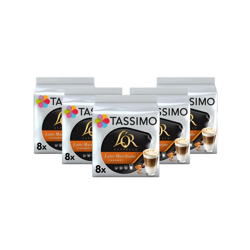 Tassimo L'OR Caramel Latte Macchiato Coffee Pods x8 (Pack of 5, Total 40 Drinks)