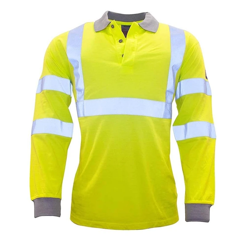Portwest FR77 Lightweight Flame Resistant Anti-Static Hi-Vis Long Sleeve Polo Shirt Yellow, X-Large